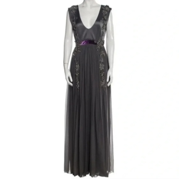 Elegant Gray Embellished Evening Gown Moxi , limited Alberta Foretti Event 8 - Picture 2 of 14